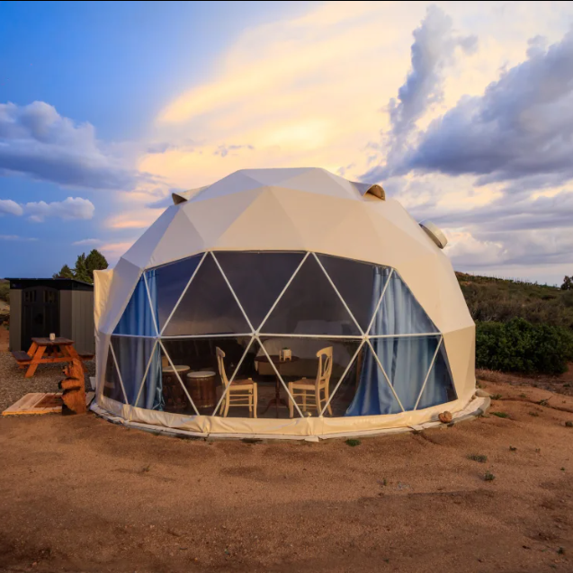 OPEN LUXURY GLAMPING GEODESIC DOME TENT TRANSPARENT ROUND DOME TENT